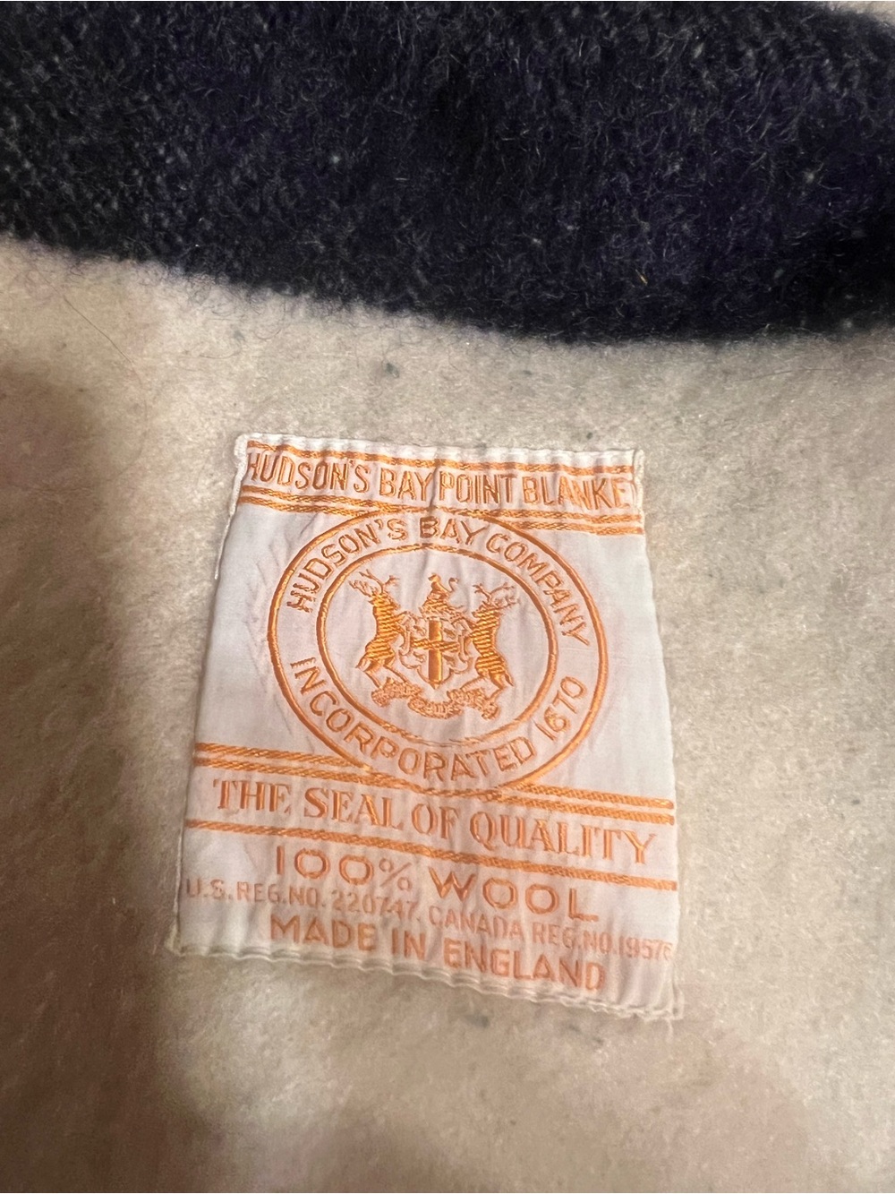 💎VINTAGE 1950s HUDSON’S BAY 4 POINT WOOL BLANKET MADE IN ENGLAND